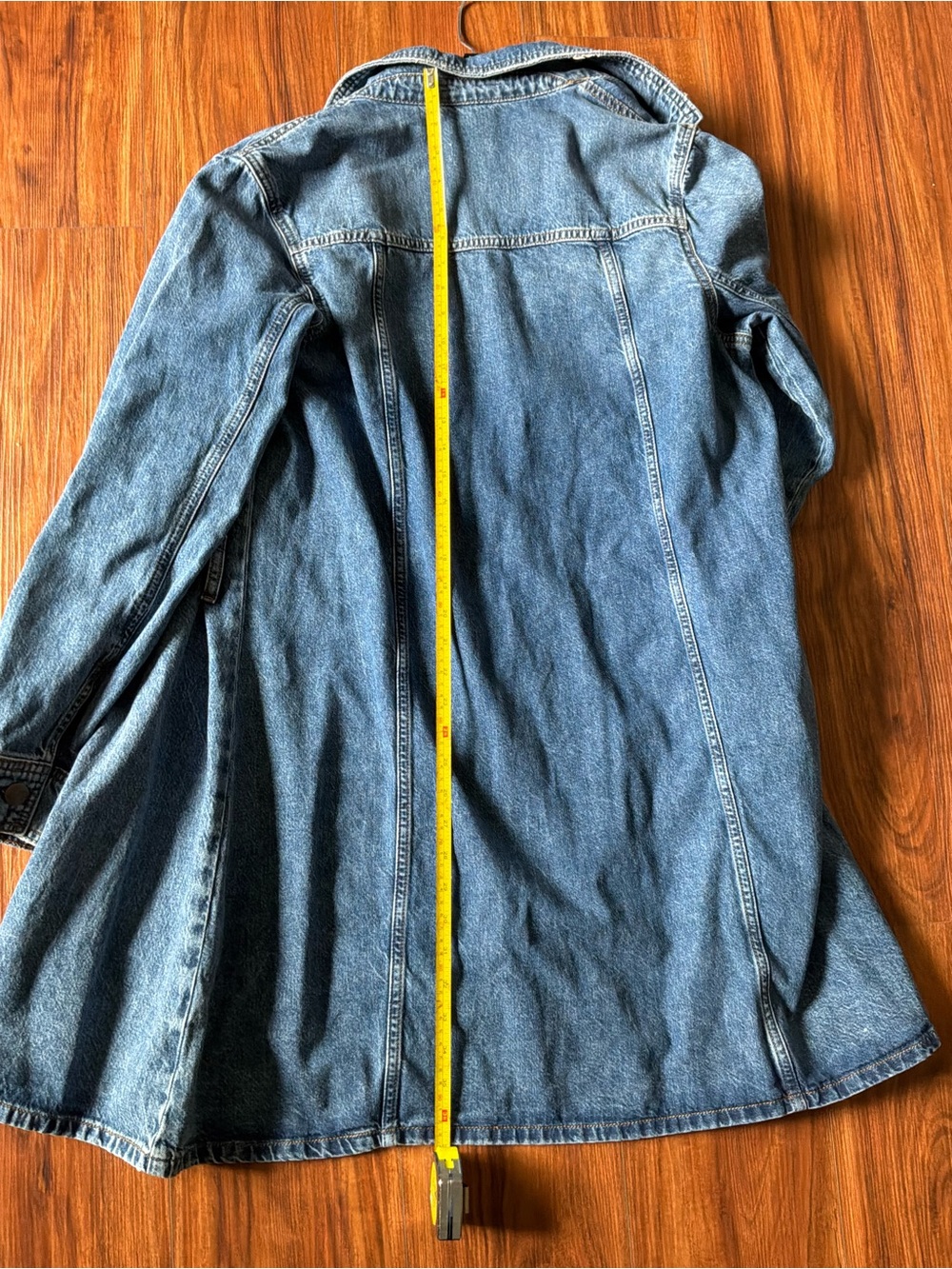 a.n.a Dark Blue Denim Long Sleeve Shirt Dress - Picture 4 of 13